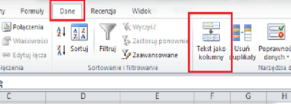 tekst jako kolumny Wyodrębnienie fragmentu tekstu