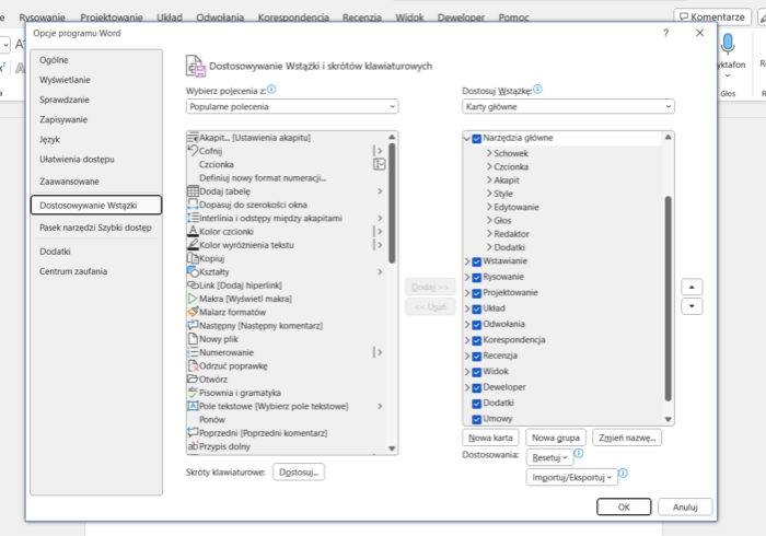 Jak uruchomić kartę DEWELOPER w Wordzie