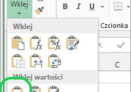 Wklej wartości w Excelu